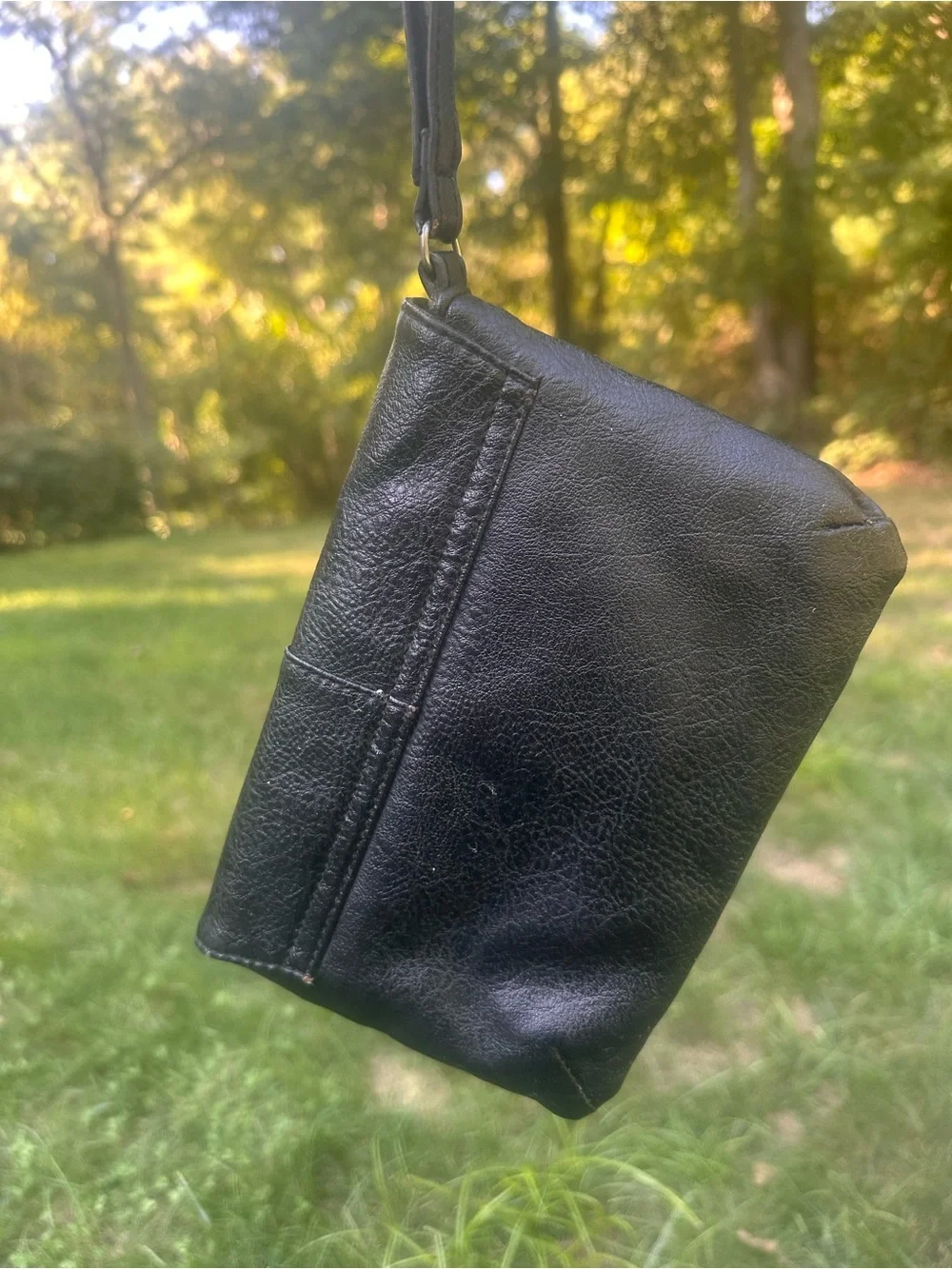 Vintage Y2K Aeropostale Aero Black Faux Leather Envelope Wristlet Clutch Bag
